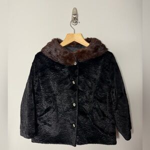Vintage Mink Jacket Brown Black Rhinestone Buttons stunning!